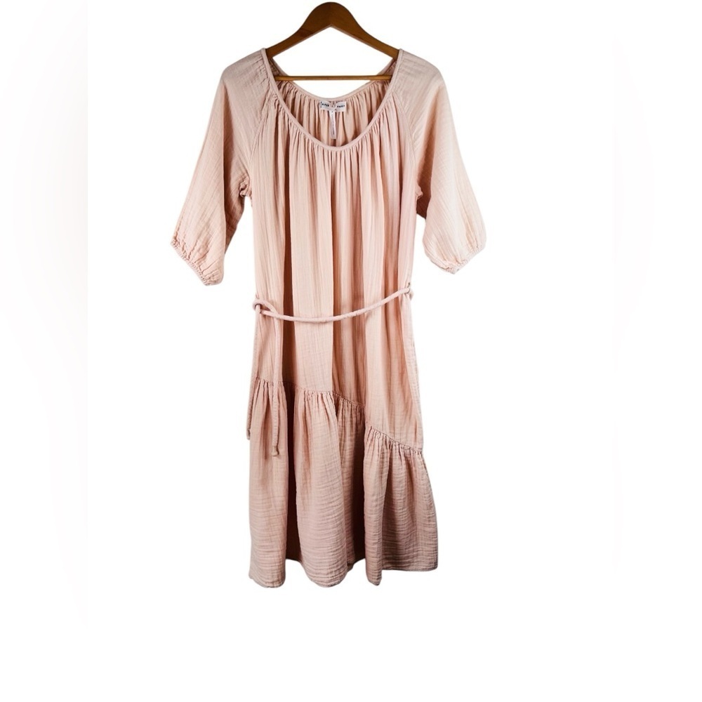 APIECE APART Matira Belted Checked Cotton-voile Midi Dress in Blush Size 4